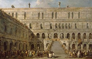 Kröningen av Doge av Venedig på Scala dei Giganti i Palazzo Ducale